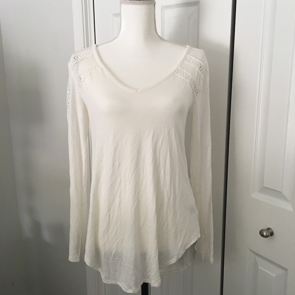 Anthropologie Deletta lace line t in white size S